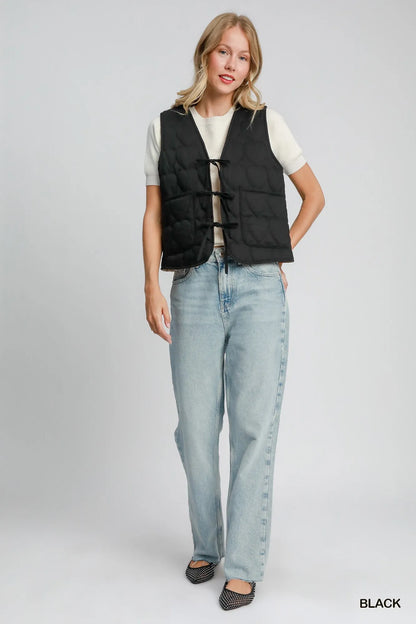Quilted Tie-Front Vest