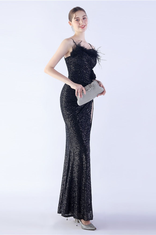 | Feather Embellished Maxi Dress