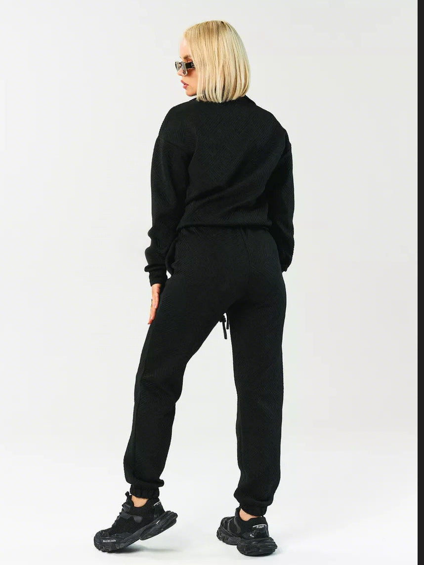 Textured Half-Zip Sweater And Joggers Set For Women 2026