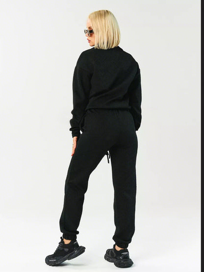 Textured Half-Zip Sweater And Joggers Set For Women 2026