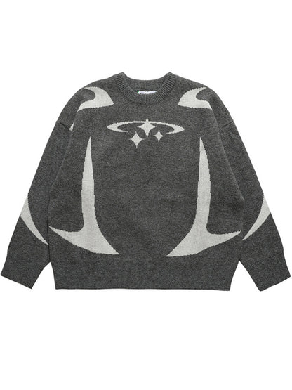 Motorcycle Print Oversized Sweaters