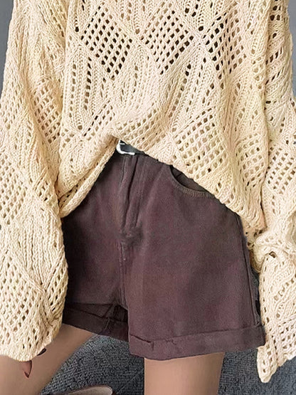 Cutout Loose Long Sleeve Knit