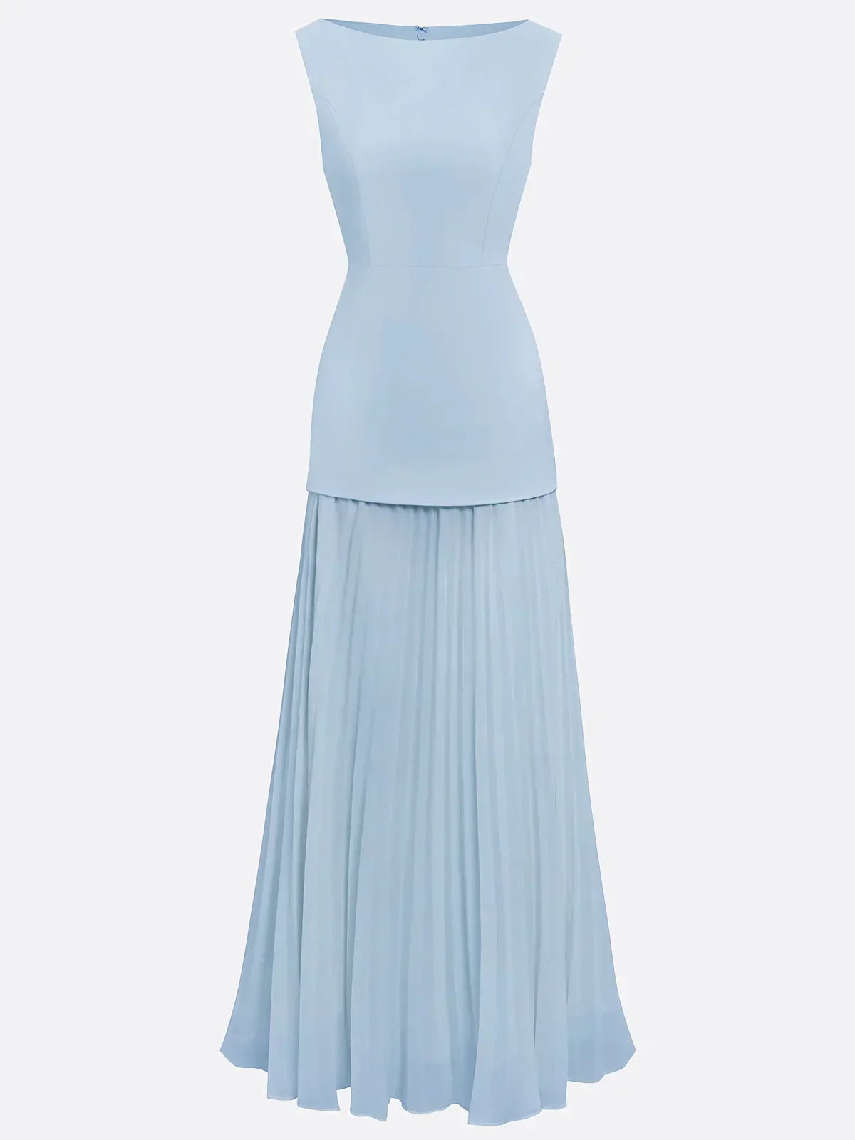 Women's Sleeveless Maxi Dress with Flowing Pleats – Elegant Bridesmaid Gown