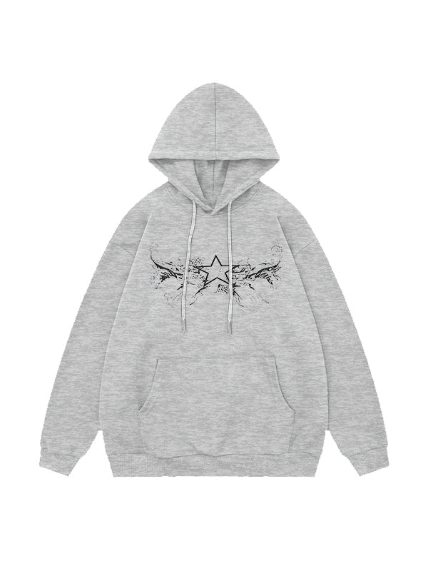 Vintage Star Print Oversized Hoodie