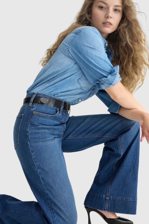 Wide Leg Stretch High Waist Relaxed Jeans