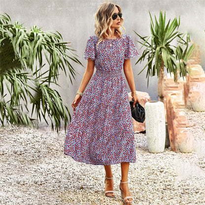 Floral Print Short Sleeve Maxi Dress in Various Colors