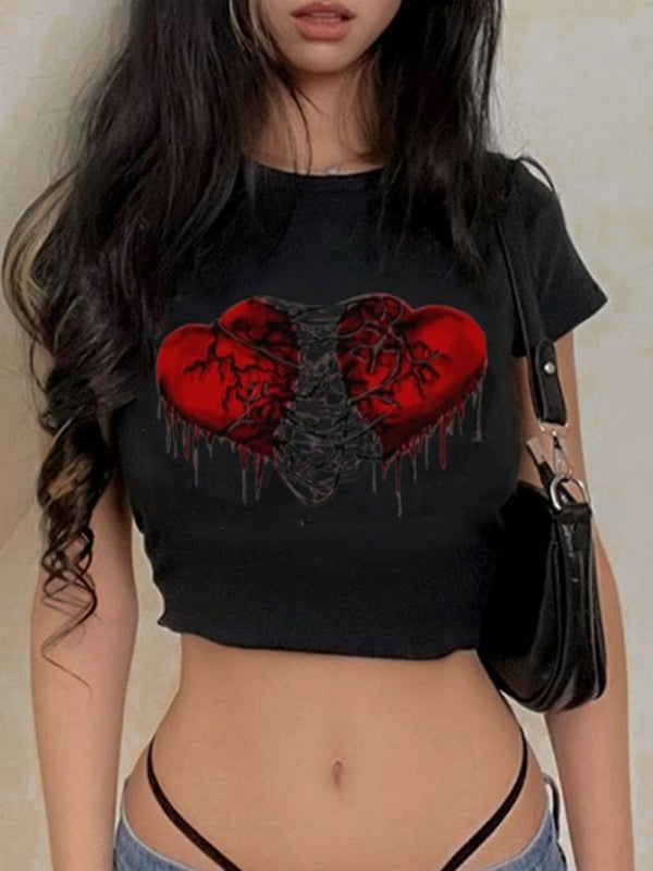 Punk Heart Printed Crop Top