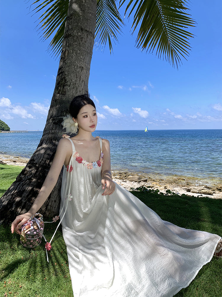 Boho Floral Maxi Dress – Ethereal Loose-Fit Beach Getaway Outfit