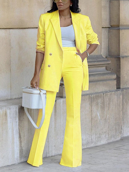 Casual Suit Wide-leg Trousers Suit 2-piece Sets