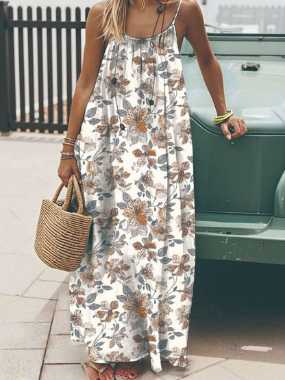 Vacation Halter-neck Backless Loose Long Dress