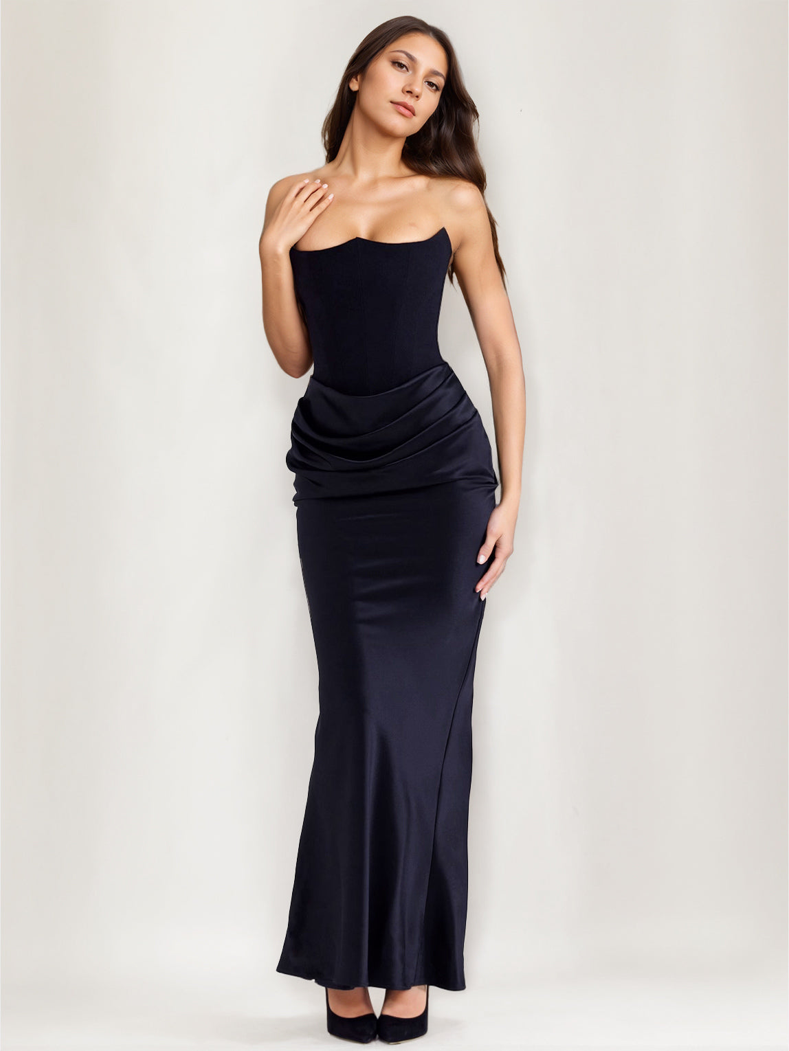 Bodycon Dresses Gray Sleeveless Pleated Chic Strapless Irregular Body-conscious Dress Sheath Dress