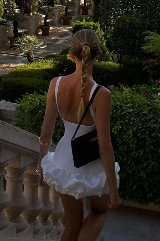 Boat Neck Sleeveless Tiered Ruffle Hem Bodycon Mini Dress