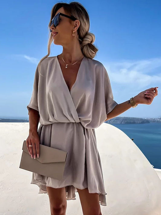 Mini Dresses Black Half Sleeves Short Dress