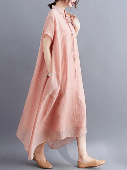 Original Solid Lapel Frenum Dress