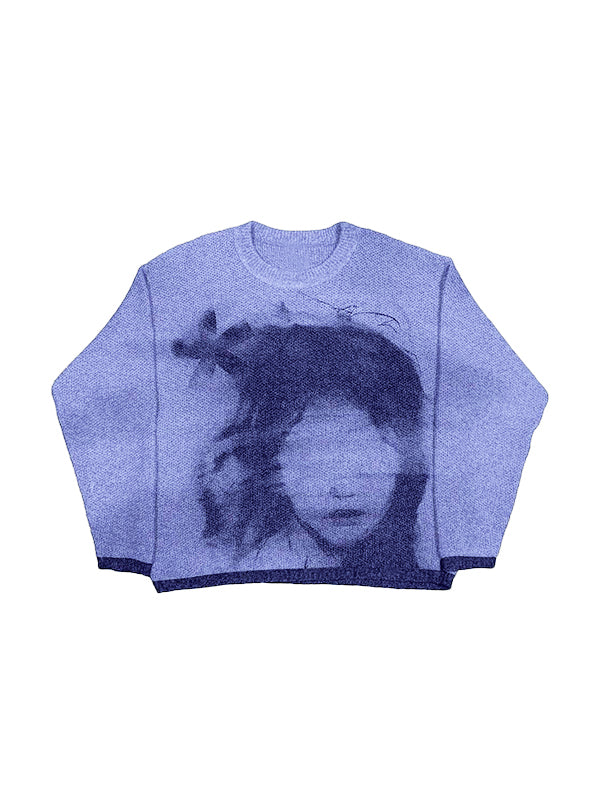 Portrait Jacquard Baggy Sweater