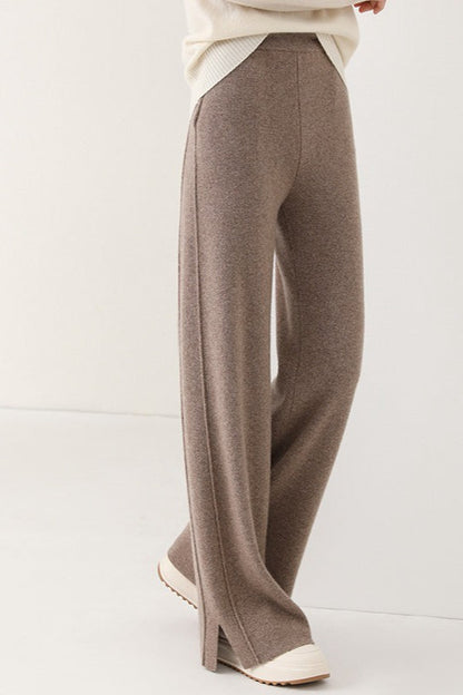 Wool Soft Straight Split Knit Pants