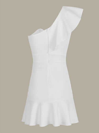 Bodycon Dress Ruffles One Shoulder Festival Vibe Coachella Mini Dresses