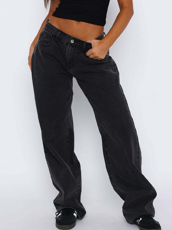 Versatile Simple Midriff Boyfriend Jeans