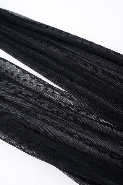 Mesh Diamond Pattern Vertical Stripes Sock