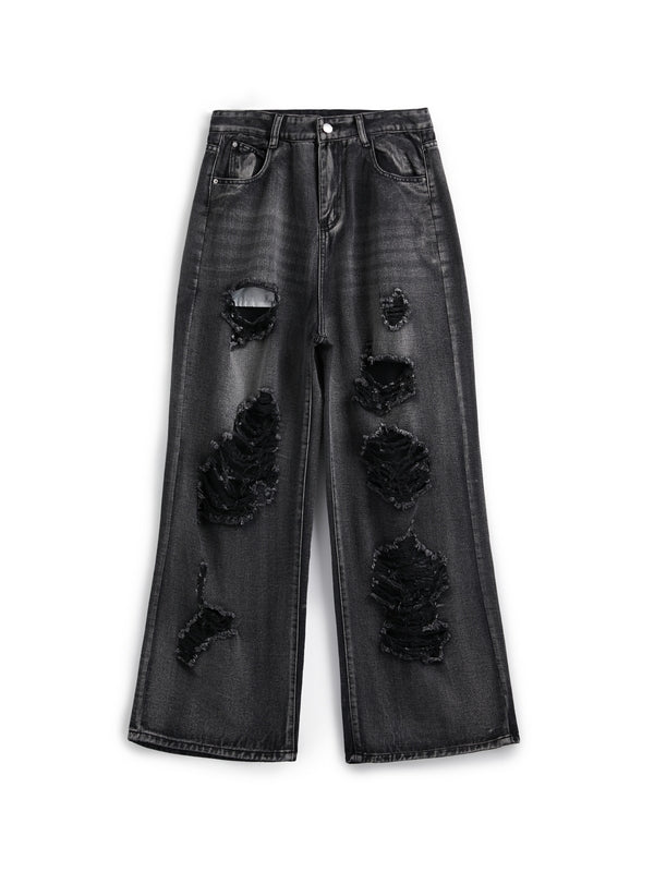 Washed Black Ripped Boyfriend Jeans