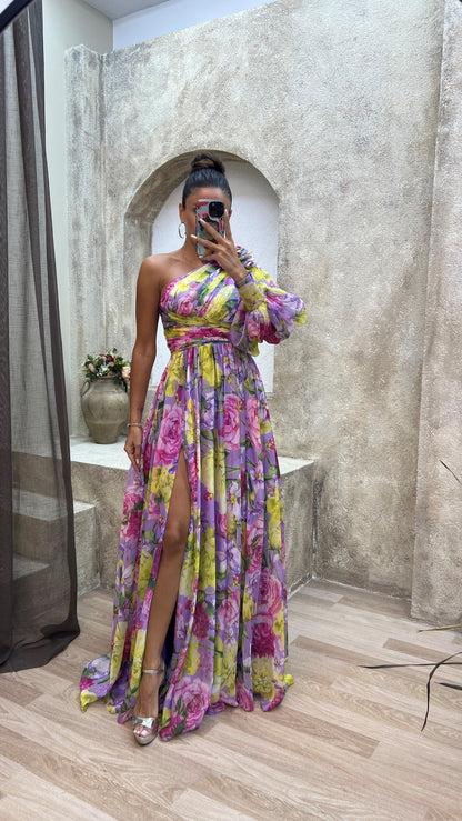 Women’s Floral Off Shoulder Summer Dress - Elegant Flowy Event Gown