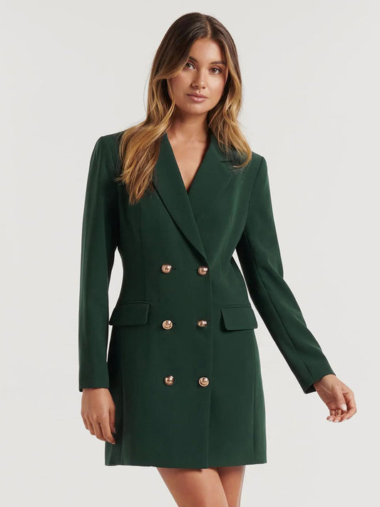 BlazerJacket For Women Turndown Collar Long Sleeves Mini Dresses