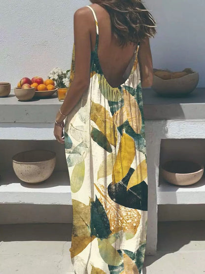 Vacation Halter-neck Backless Loose Long Dress