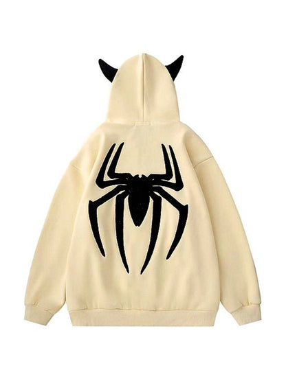 Street Spider Embroidered Devil Styling Oversized Hoodie
