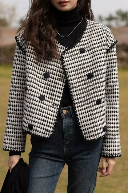 Tweed Houndstooth Short Jacket