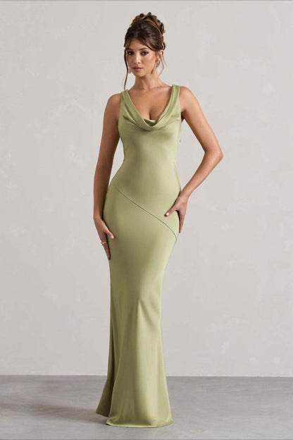 | Satin Bodycon Backless Maxi Dress