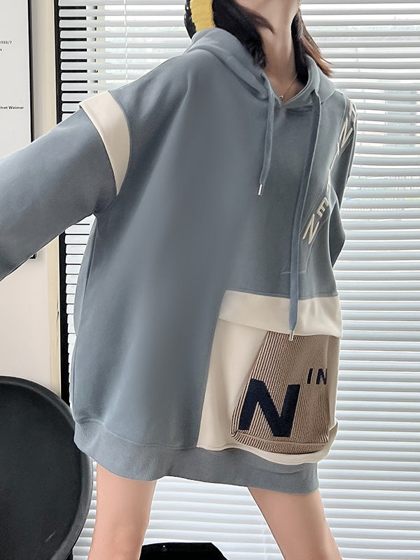 Irregular Splice Design Oversized Hoodie
