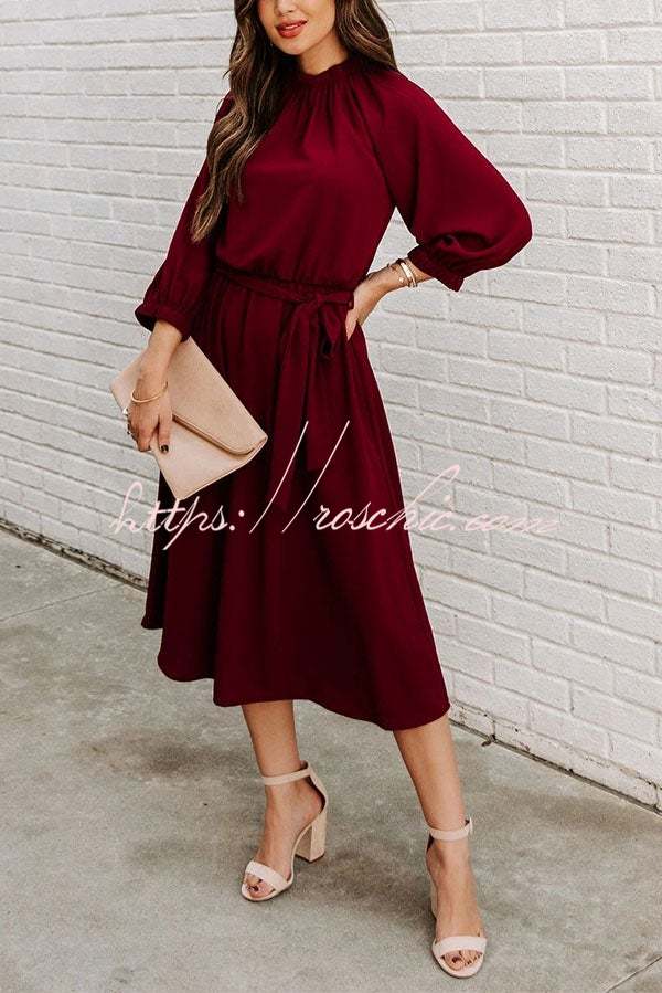 Solid Color Round Neck Big Hem Dress