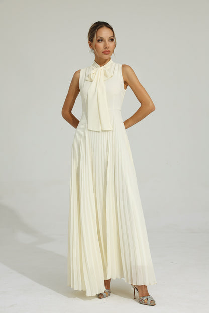 Tennyson White Bow Sleeveless Maxi Dress
