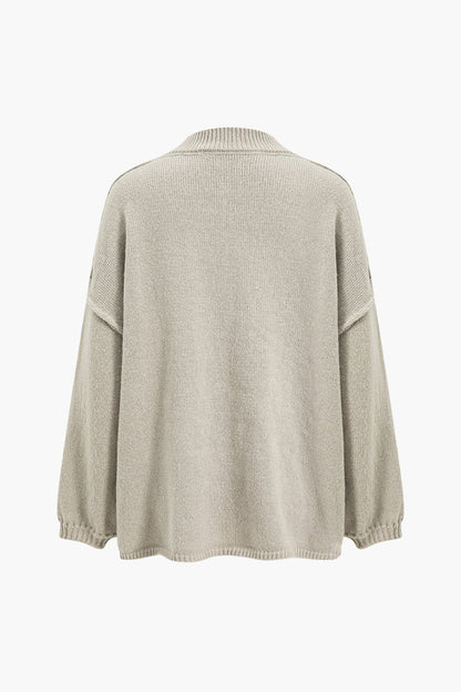 Button Up Ribbed Knit Sweater  Cardigan