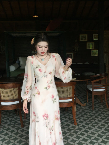 Soft Peach Mist Maxi Dress – Gentle Romantic Look for SpringSummer   gunne sax vintage dress