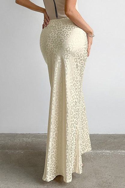 Leopard Print Satin Mermaid Skirt