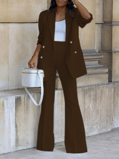 Casual Suit Wide-leg Trousers Suit 2-piece Sets