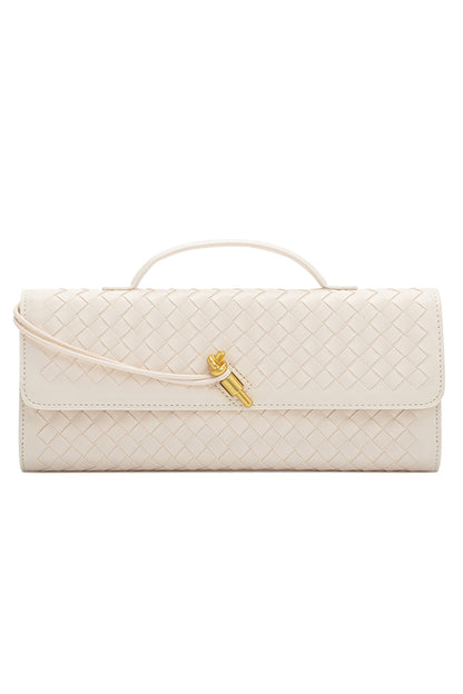 Woven Soft Leather Horizontal Square Accordion Bag