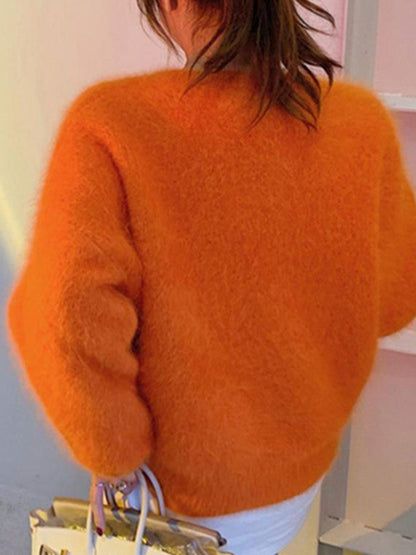 Fuzzy Solid Pullover Sweater