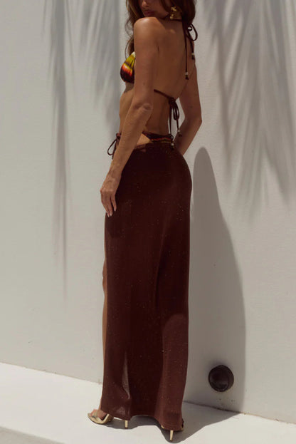Elegant High-slit Casual Knitted Cover-up Maxi Skirt