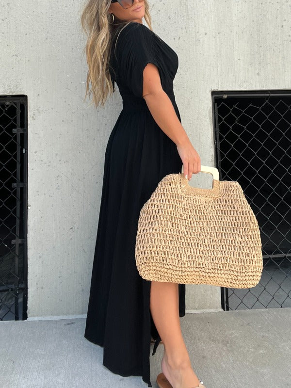 NEW SLIT V-NECK EFFORTLESS MAXI DRESS