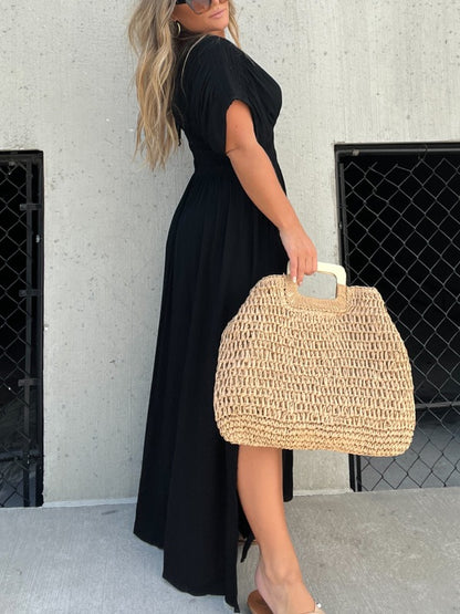NEW SLIT V-NECK EFFORTLESS MAXI DRESS