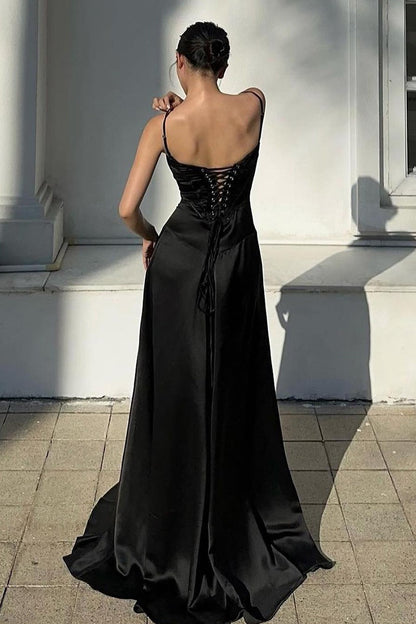 Sexy Cami Slim Fit Back Tie Long Prom Dress