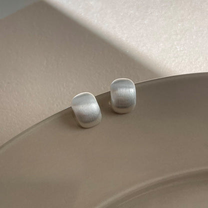 Brushed Matte Geometric Minimalist Stud Earrings