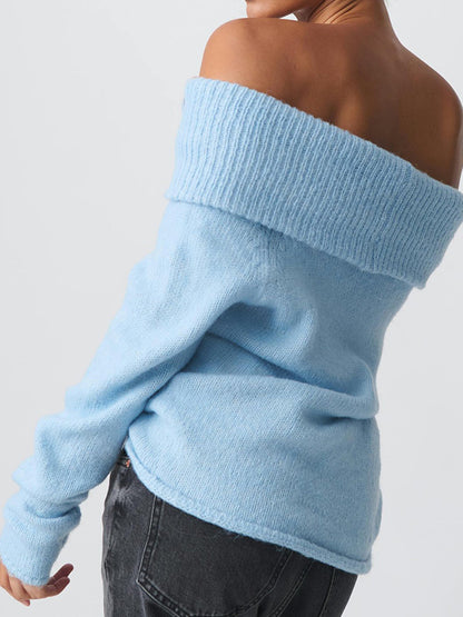 Solid Color Off Shoulder Oversized Sweaters