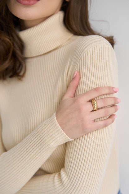 High Neck Pullover Slouchy Knit Sweater