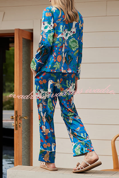 Carrot Rabbit Printed Home Long Sleeved Two-piece Set