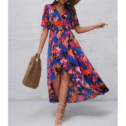 Bohemian V-Neck Maxi Dress for Beach and Casual Wear