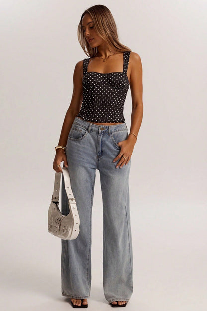 Chic Polka Dot Bustier Sleeveless Tank Top