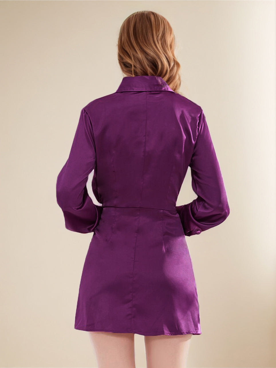 Shirt Dresses Draped Button Up Asymmetrical Casual Mini Dresses